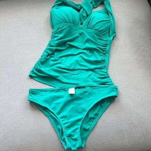 La Blanca Island Goddess Halter Tankini Top and bottom bikini set